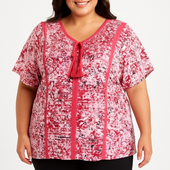 Catherines blouse tunic top size 4X Boho sequin short sleeve Casual embellished - Picture 1 of 15